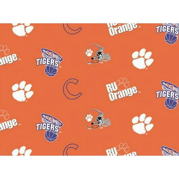 Clemson University Super Soft Collegiate Classic Fleece Allover Design-Sold by the Yard