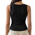 thumbnail image 4 of Wevis Women's Ribbed Tank Top with Built-in Bra, Scoop Neck Fitted Cami for Summer - BLACK_M, 4 of 5