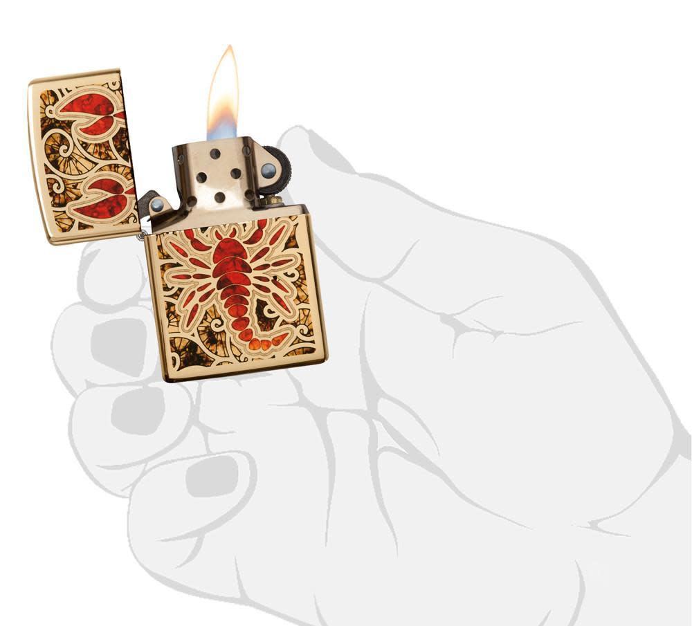 Zippo Crustacean Design High Polish Brass Pocket Lighter