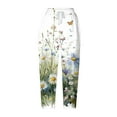 thumbnail image 4 of QATAINLAV Women Capri Pants with Pockets for Summer Trendy Floral Print Capris Vacation Casual Drawstring Beach Pants Straight Leg Cropped Trousers Back to College Sales Multicolor L, 4 of 6