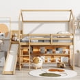 thumbnail image 2 of Twin Size House Loft Bed with Storage Shelves and Light, Wood Kids Loft Bed with Slide and Storage, Twin Playhouse Bed with Climbing Ramp, for Boys, Girls, No Box Spring Required, Wood Color, 2 of 9