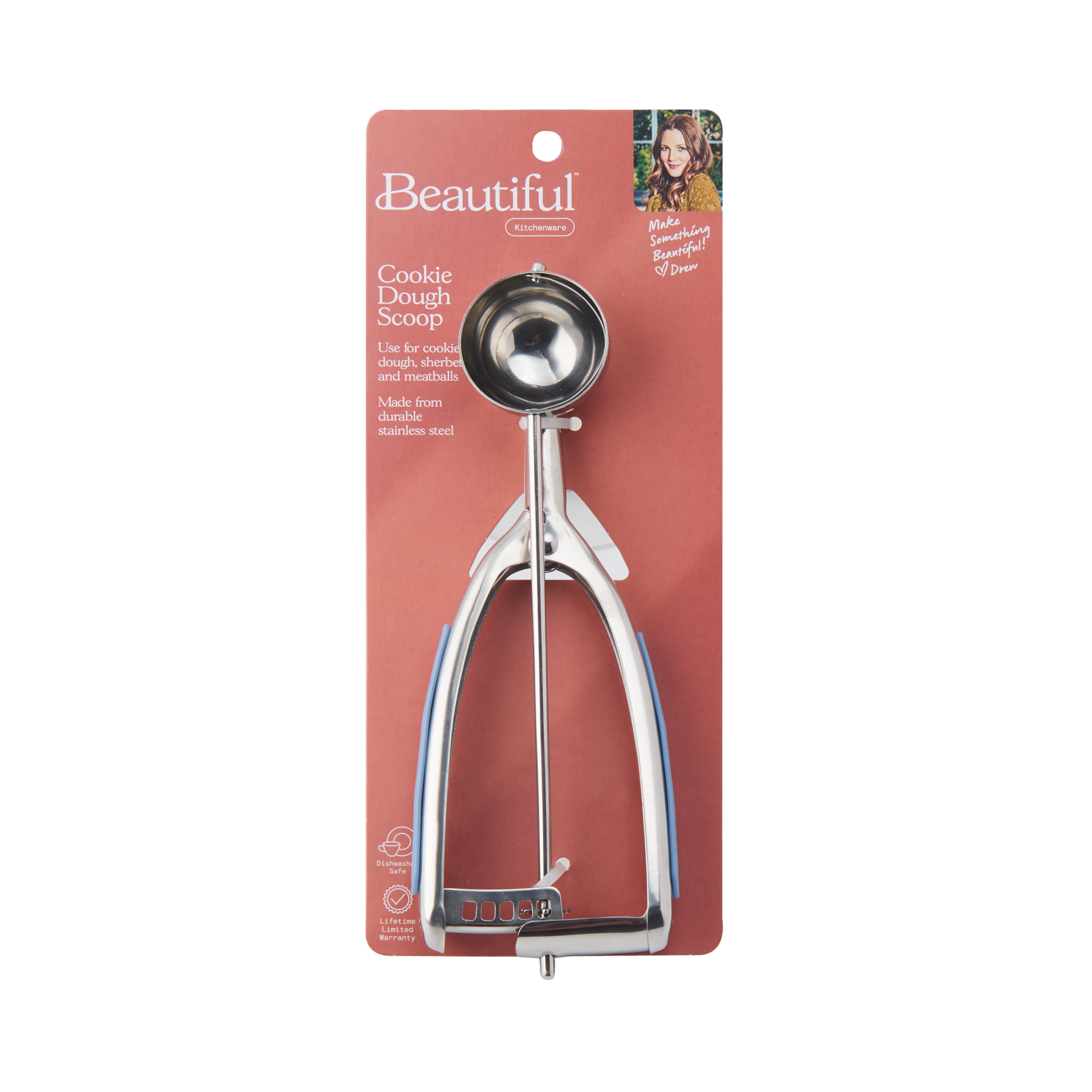 Beautiful Cookie Dough Scoop, Medium with Squeeze Handle in Blue Icing by Drew Barrymore