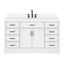 Ariel Hepburn 61 In. Oval Sink Vanity With White Quartz Countertop In White