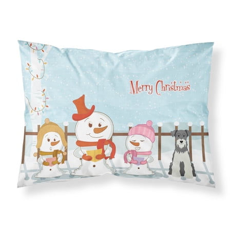 Merry Christmas Carolers Miniature Schnauzer Salt and Pepper Fabric Standard Pillowcase