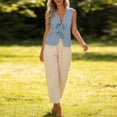 thumbnail image 4 of ZHYou No Boundrie Womens Floral Eyelet Embroidery Tank Tops Tie Front Deep V Neck Sleeveless Boho Kimono Beach Cover Up Cardigan for Women Blue Size L, 4 of 8