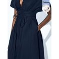 thumbnail image 2 of Blue V-Neck Wrap Maxi Dress With Tie Waist And Kimono Sleeves, 2 of 9