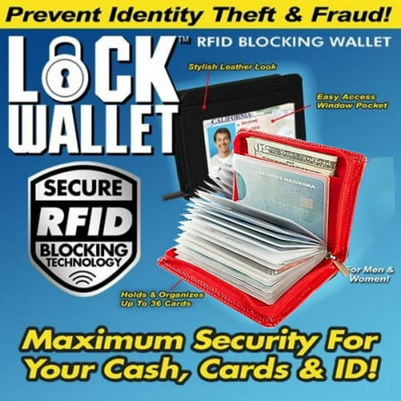 Red Heart Wallet - Lock Wallet - RFID Blocking Wallet for Men and Women - Protection from Identity Theft (Red)