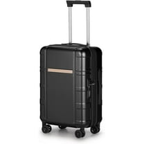 20in Carry On Luggage Airline Approved Expandable Lightweight Hard Shell Suitcases with Wheels Built-In TSA Luggage Bag for Business/Travel Black
