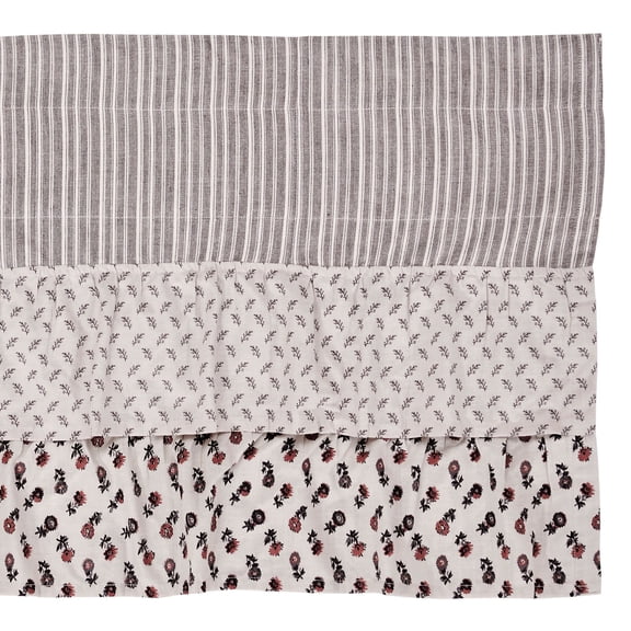 VHC Brands, Florette Ruffled Patchwork Curtain Valance, Brown, 16x60