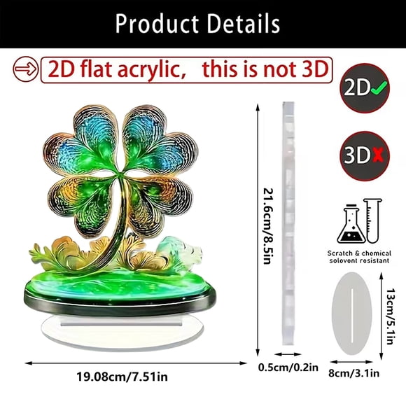 Cheapark St Patricks Day Green Four Leaf Shamrock Acrylic Flatware Piece Utensil Set for Irish Party