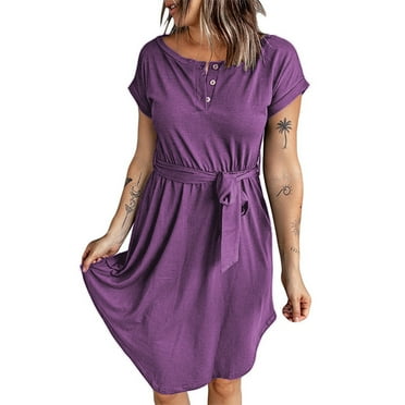 Short Sleeve Dress Fashion Casual Machine Washable Skin Friendly Breathable Women Dress for Summer