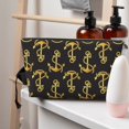 thumbnail image 5 of Toiletry Bag, golden anchor rope black cool Leather Waterproof Travel Makeup Cosmetic Bag Organizer, Large Capacity Toiletry Bag for Travel Size Toiletries, Skin Care Bag for Women, 5 of 8