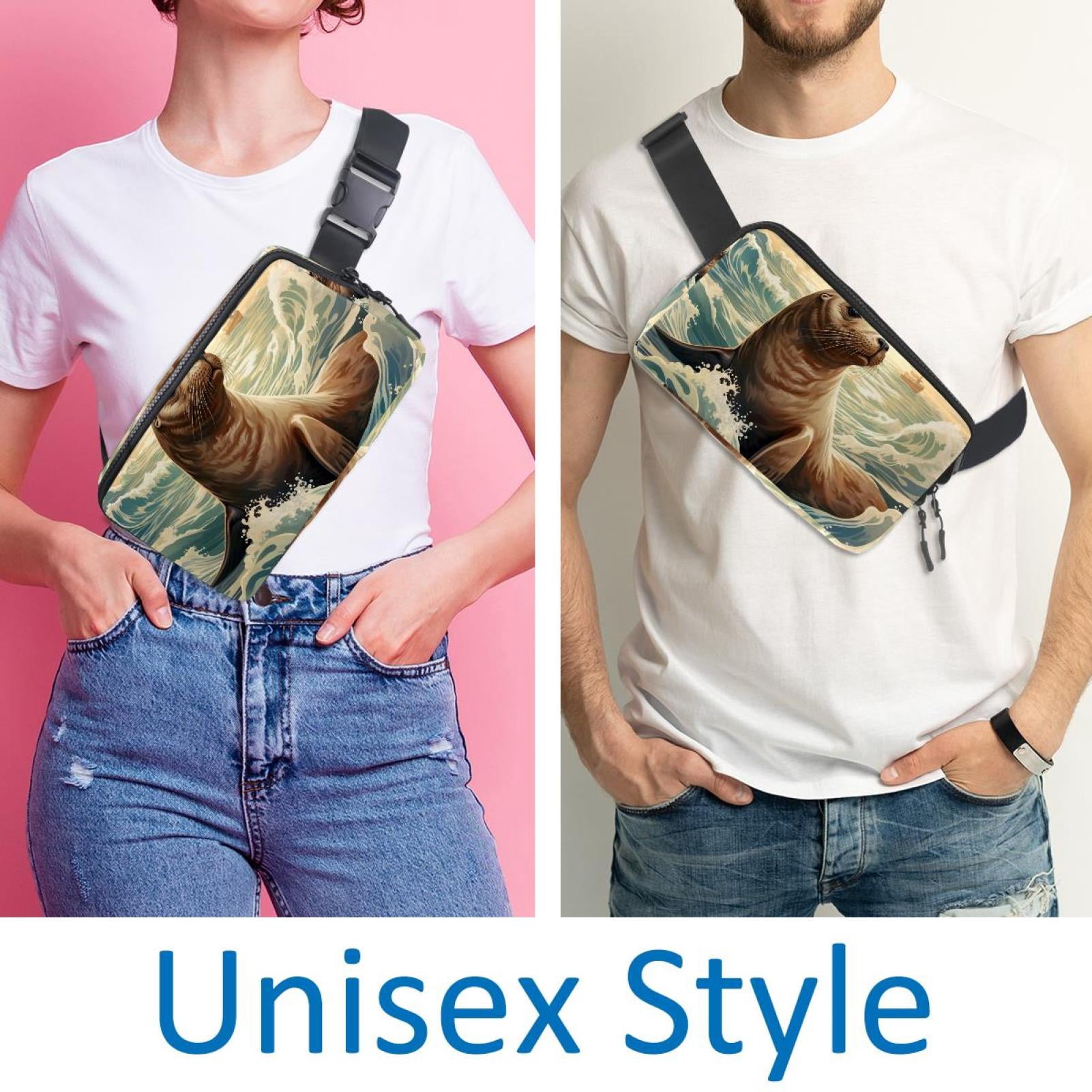 Christmas snowman Lightweight Adjustable Crossbody Bag with Extension Strap - Unisex Fanny Pack, Money Belt, Waist Bag