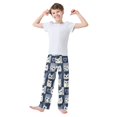 thumbnail image 2 of FORMRS Kids Pajama Pants with Pockets Size 6-8Y Boys Lounge Sleep Bottoms, Blue Cats and Hearts, 2 of 8