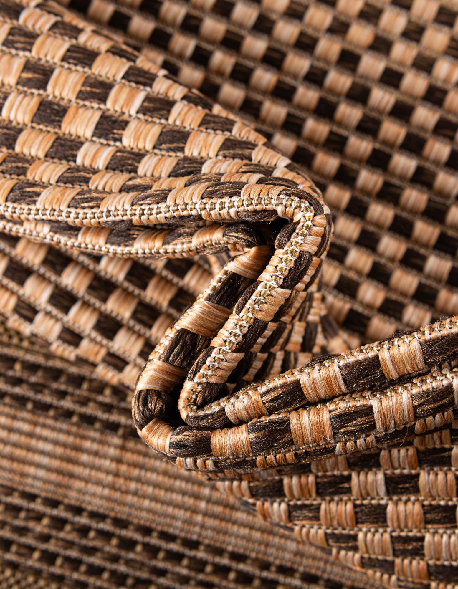 Unique Loom Outdoor Border Collection Area Rug - Multi Border (3' 3" x 5' Rectangle Light Brown/Brown)