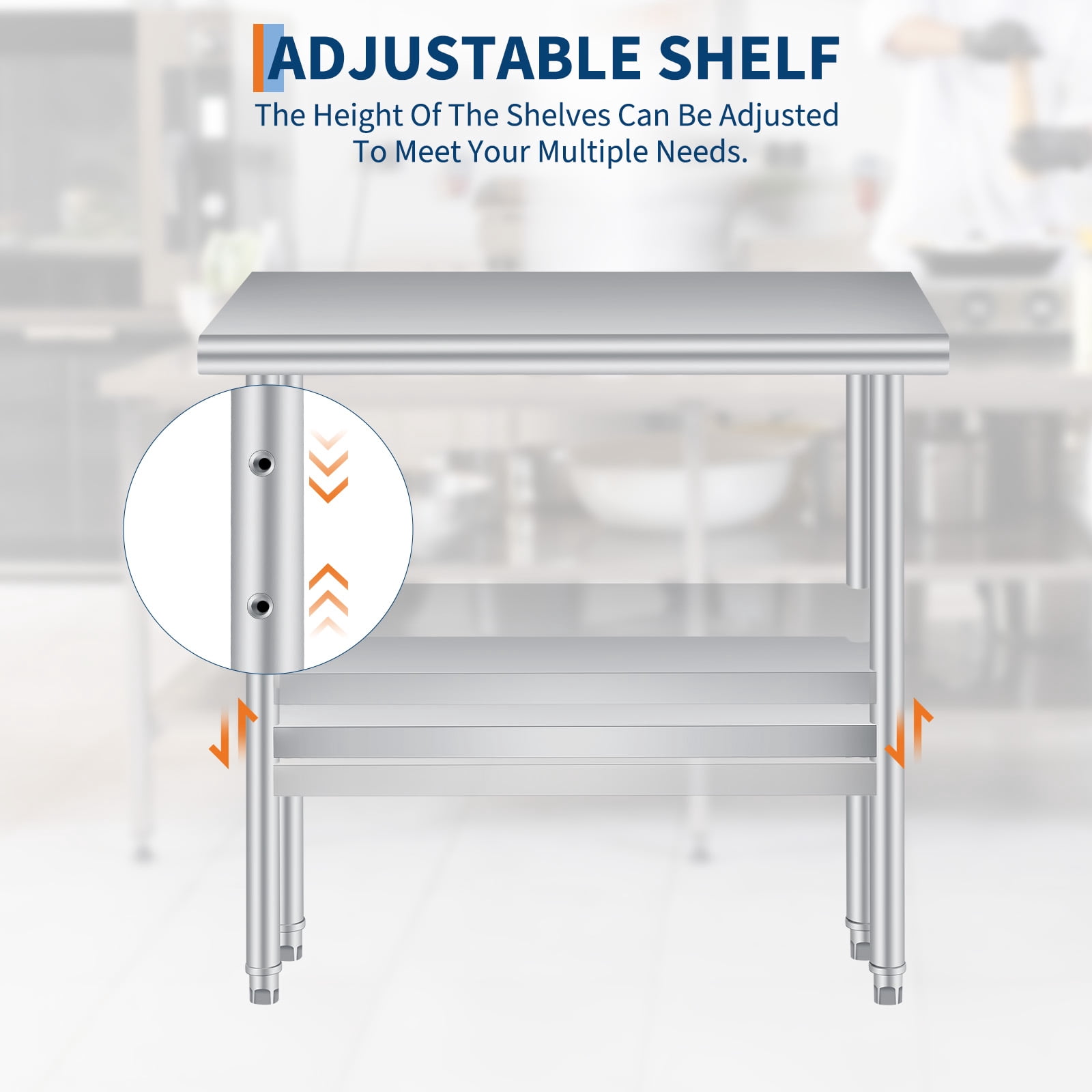 24x36 Inch Stainless Steel Outdoor Kitchen Work Table – Backsplash, Adjustable Undershelf, Rolling Casters, Heavy Duty Prep for Restaurant & Workshop