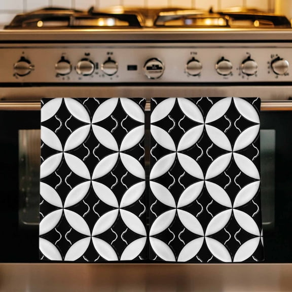 Black Rhombus Kitchen Towels Set of 1, Retro Abstract Geometric Pattern Absorbent Dish Towels for Kitchen, Microfiber Hand Towel, Quick Drying Tea Towel for Cleaning Decorative Dishcloths