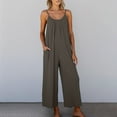 thumbnail image 2 of Women's Summer Casual Sleeveless Spaghetti Strap Jumpsuit Wide Leg Romper Trendy Outfit Pure Color Comfortable Stretchy Lightweight Breathable, 2 of 2