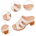 thumbnail image 5 of Rokment Boho Vintage Platform Chunky High Heels Slides Sandals for Women Ladies 2026 Beach Summer Trendy Leather Open Toe Block Heeled Dress Slip on Slippers Beige Size 6, 5 of 7