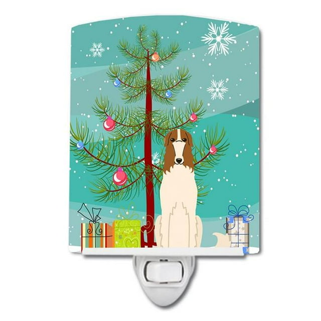 Carolines Treasures BB4148CNL Merry Christmas Tree Borzoi Ceramic Night Light