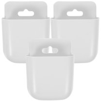 HERFIER 3pcs Wall-mounted Storage Box Multifunctional Cell Phone Charging Rack Hanging Storage Container (White) 4.52x3.54x1.38in