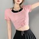 thumbnail image 2 of Camiseta con cordones, camisetas con cordones, tops erógenos, tops de manga corta, características líderes en su clase, 2 of 9