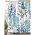 thumbnail image 2 of Watercolor Coastal Shower Curtain, Shell Starfish Coral Pattern Bathroom Decor Curtains Set with Hooks, Blue Waterproof Fabric Home Accessories， 60 X 72 Inch Long, 2 of 6