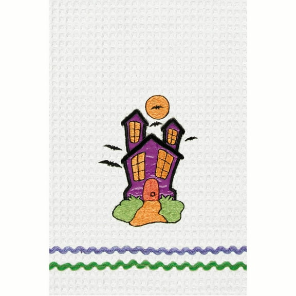 Haunted House Halloween Waffle Weave Cotton Kitchen Towel