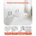 thumbnail image 3 of VEVOR Foldable Shower Seat Wall Mounted, 12.5" Folding Shower Bench, PP Fold-Down Bathroom Corridor Seat with Aluminum Alloy Frame for Adults Seniors, 220LBS Loading, 3 of 9