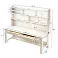 thumbnail image 7 of BALANBO Solid Wood Kids Desk with Hutch and Shelves, Study Computer Desk with Drawers, Extra Large Two Person Study Desk Writing Table, Student White Desk with Bookshelf for Bedroom,Study Room,White, 7 of 7