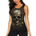 thumbnail image 2 of Picia Vintage Gold Leaf Skull Pattern Women's Workout Tank Top,Breathable Activewear,Slim Fit Athletic Top,Versatile Workout Moisture-wicking top-Medium, 2 of 9