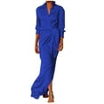 thumbnail image 2 of Gspmoly Robes pour Femmes, Mode Femmes Aguichant Décontractée Bandage Col en V Uni Robe à Manches Longues Robes Formelles pour Femmes jusqu'à 65 % de Rabais, 2 of 6