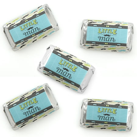 Mini Candy Bar Wrapper Dashing Little Man Mustache Party - Mini Candy Bar Wrapper Stickers - Baby Shower or Birthday Party Small Favors - 40 Co ()