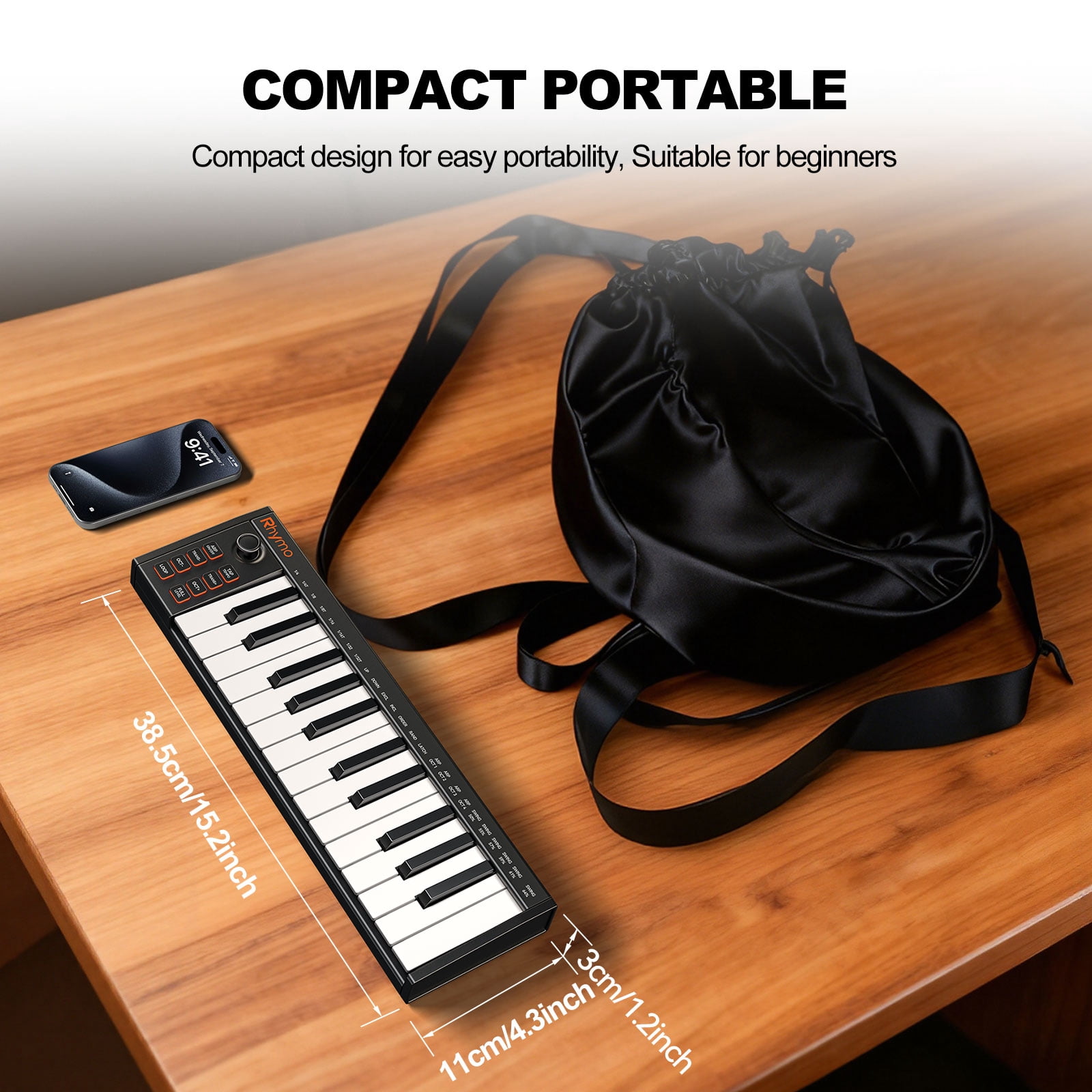 Midi Keyboard 25 Key, Portable Midi Keyboard Controller with Joystick,  Midi Arranger Keyboard for Music Production, Mobile Studios,Performance