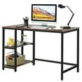 thumbnail image 1 of Gymax Bureau d'Ordinateur 47 Pieds' Table de Travail pour Bureau à Domicile avec Étagère Réglable Café, 1 of 10