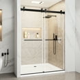 thumbnail image 2 of 56–60" W × 78" H Double Sliding Frameless Shower Door, 3/8" (10 mm) SGCC-Certified Tempered Glass, Matte Black Finish, 2 of 12