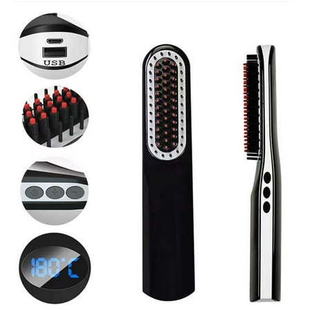 CNV Unisex Styling Pro – 2-in-1 Beard Straightener & Hair Brush with Adjustable Heat