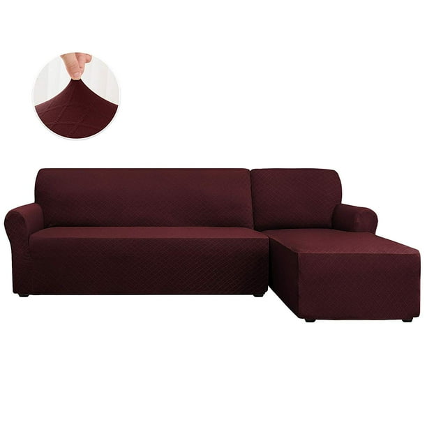 Subrtex Stretch 2Piece Textured Geometric LShaped Sectional Sofa