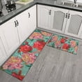 thumbnail image 2 of Pioneer Flower Floral Print Pattern Kitchen Rugs Sets Of 2,Anti Fatigue Kitchen Mat Rugs Non Slip Washable,Decorative Kitchen Floor Mats for Kitchen,Sink,Laundry,17"x30"+17"x47", 2 of 7
