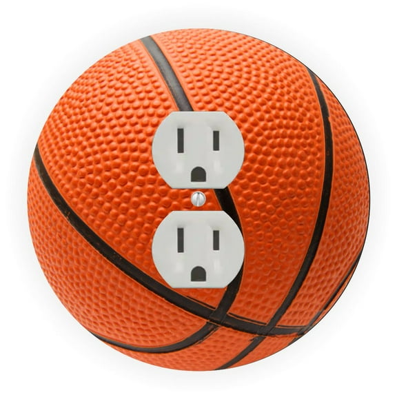 Basketball Design - Round Light Switch Plate Cover - Outlet Cover
