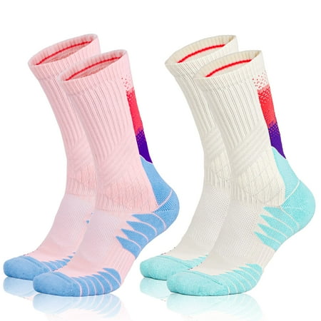 

Hylaea Elite Basketball Athletic Socks Cushioned Performance Running Sport Crew Sock Moisture Wicking Seamless No BlisterPink White Large