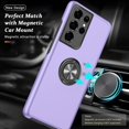 thumbnail image 4 of Case for Samsung Galaxy S21 Ultra 5G, [Built-in Camera Cover] Military Shockproof Phone Case Cover with Embedded Metal Ring Stand Kickstand [Support Magnetic Car Holder] for S21 Ultra, Purple, 4 of 7
