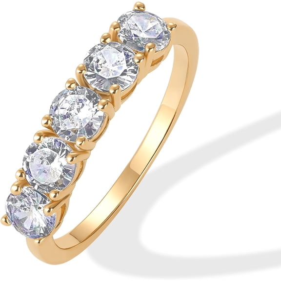 14K Gold Plated Premium Cubic Zirconia Engagement Ring for Women | Promise Eternity Ring Jewelry