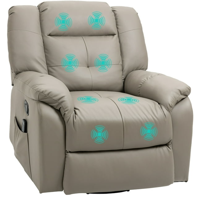 HOMCOM Fauteuil Inclinable de Salon avec Massage par Vibration à 8 Points, Gris