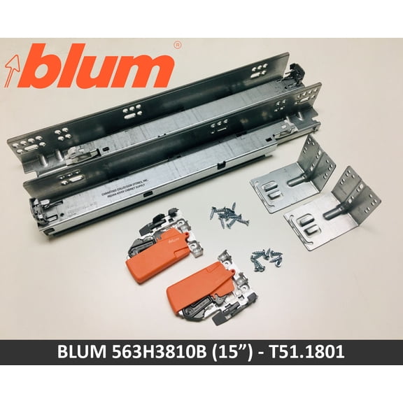 Blum TANDEM plus BLUMOTION 563H Soft Close 15" Drawer Slide Kit - 563H3810B
