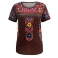thumbnail image 3 of XMMSWDLA Shirts for Women Geometric T-Shirt Retro Western Tee Shirt Casual Short Sleeve Ethnic Tops Teacher Shirts, 3 of 4