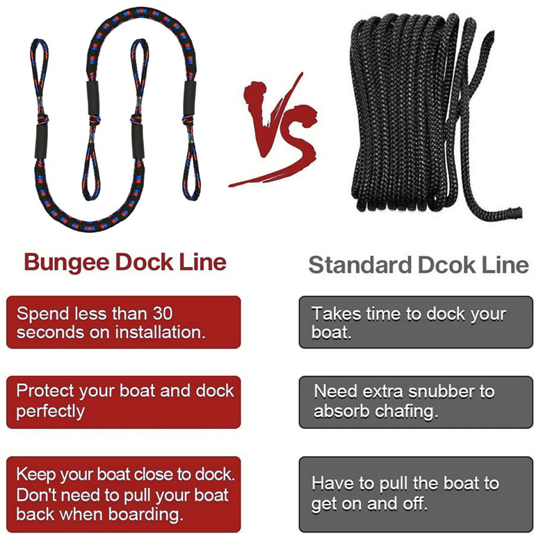 Aptoco 4 Ropes Bungee Dock Line Mooring Stretch Rope Quick Docking for Boat  Dock Line Mooring Rope Boat Accessories Docking Lines, Christmas Gifts 