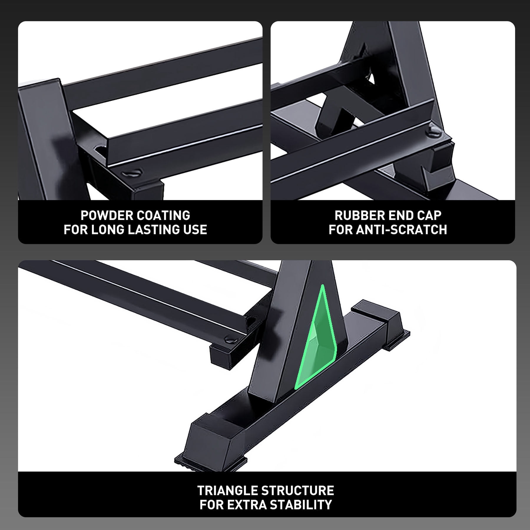 S-HOME 3-Tier Dumbbell Rack Stand With Heavy Duty Design, Supports 5-50lb Weights, 1000lb Max Capacity for Organized Storage