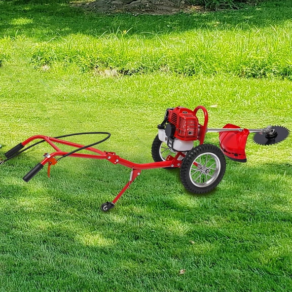 2-Stroke 49cc Freestanding Hand-Push Weeder 3-in-1 Gas Powered Walk-Behind Lawn Mower with Weeding Baffle