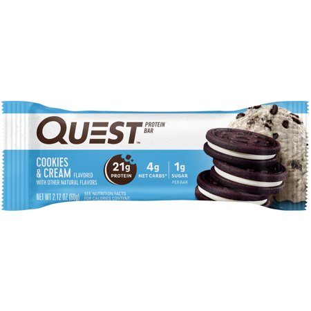 QUEST NUTRITION QUEST PROTEIN BAR, COOKIES & CREAM, HIGH PROTEIN, GLUTEN FREE, 8 COUNT